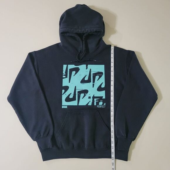 DUDE PERFECT Men's Black Graphic Front Pullover Hooded Sweatshirt - Picture 4 of 11